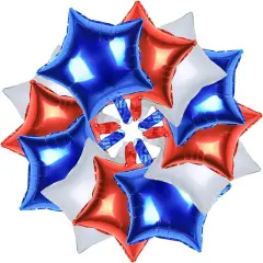 18 Pieces Independence Day Balloons Set Foil Star Balloons for Birthday Baby Shower Wedding Graduation 4th of July Decorations, 18 Inch (Red, Blue, White)