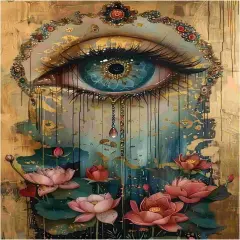 Paint by Numbers Kit for Adults Eye, Paint by Number Eye and Lotus, Paint by Numbers Kit for Adults Beginner for Gift and Home Wall Decor 16x20 Inch