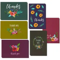 48 Pack Floral Thank You Cards with Envelopes, Blank Thank You Greeting Notes Bulk Box for Baby Shower, Bridal Shower, Graduation, Birthday & Wedding, 4x6 in Multicolor