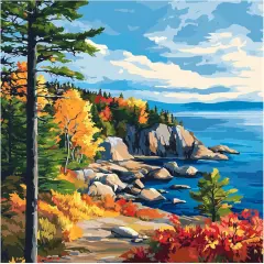 Acadia National Park Paint by Number, Maine Landscape Paint by Numbers Kit for Adults, Mountains Tree Acrylic DIY Oil Painting on Canvas for Gift, Home Wall Decor(16x20inch, No Frame)