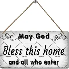 God Bless Wood Sign Painting Signs Rustic Home Decor Wooden Art Sign Wall Decor Dining Room Farmhouse Hallway Front Door Blessed Sign Christian Gifts Wood Plaques Hanging Sign 6x12 Inch