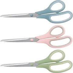 Scissors 8.5 Inch scissors all purpose Bulk Set of 3, Scissors for Office Home School Craft Supplies, Soft Comfort-Grip Right/Left Hand