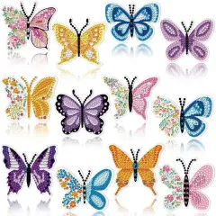 12 Pack Butterfly Diamond Painting Greeting Card Kits Spring Diamond Art Cards with Envelopes Flower Butterflies Shaped 5D Rhinestones Painting Kit for Adults DIY Crafts Friend Birthday Gifts
