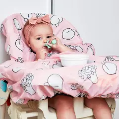 Grabease Allover Waterproof Bib for Self-Feeding Infants and Toddlers, Machine Washable, Ages 1-11 Months, Pink