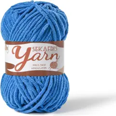 Fluffy Velvet Yarn for Crocheting，Baby Blanket Yarn for Crocheting Soft，50g(65.6yds) Amigurumi Plush Chenille Crochet Yarns ，Puzzle Yarns for Crochet Craft (Blue)