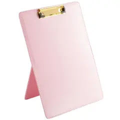 Pink Standing Clipboard, PU leather Foldable Stand and Document Holder for Office, Letters, Legal Documents (9 x 13 In)