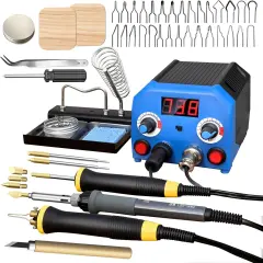 LH55-3-3 Wood Burner kit Wood Burning Tool Pen 200~750℃, Wood Burning kit with Digital Thermometer Temperature Adjustable Temperature 3 pyrographic Wood Burning pens 37 Wood Burning Pen Tips