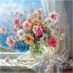 Paint by Number Flowers for Adults-Windowsill Paint by Numbers for Adults Beginner, Vase Flower Paint by Numbers for Home Wall Decor (16 x 20 inch)