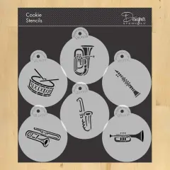 Marching Band Instruments Cookie Stencil | C953 by Designer Stencils | Cookie Decorating Tools |