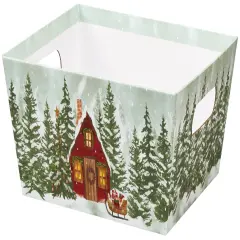 Pack/3: Christmas Cottage Baskety Tray - 12 x 9-1/2 x 4-1/2"