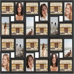 4&times;6 collage frame 24 pictures, picture frames collage wall decor, 24 slot picture frame Wall Hanging For 6&times;4 Photo, Black