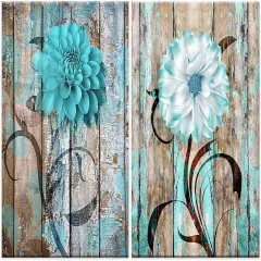 2-Piece Rustic Flower Diamond Painting Kits for Adults,Farmhouse 5D Diamond Art Kits for Beginner