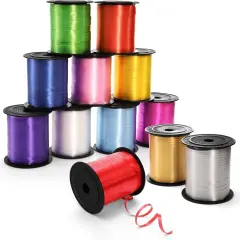12 Roll Curling Ribbons, 250 Yards Colorful Balloon String, Crimped Curly Gift Wrap Ribbon, Thin Valentines Ribbon for Home Decor Party Decoration