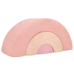 Faux Suede Kids Climbing Set and 3-Piece Soft Arch Play Couch Pink