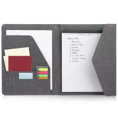 Professional Legal Notepad Portfolio, Grey Folio Notebook for Office, Business, Work, Pad Holder Folder Organizer for Documents (12.5x10)