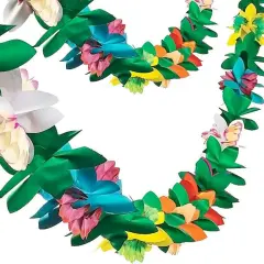 2 Pack Summer Tropical Garland Party Decorations, 20ft Multicolored Tissue Paper Hibiscus Flower Summer Banner for Birthday Beach Theme Luau Moana Hawaiian Party Supplies
