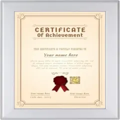 Certificate Frame 8.5x11, Silver, 1.25 Inch Aluminum Profile, Front-Loading Snap Frame, Wall Mounting, Professional Series