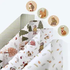 12 Sheets Vintage Animal Wrapping Paper Woodland Baby Shower Giftwrap with 20 Tags 4 Designs Fox Squirrel Forest
