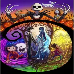DIY Diamond Painting Jack and Sally Halloween 12x16Inch, Full Round Drill Kits Nightmare Before Christmas Cross Stitch Mosaic Art for Adults Relax & Home Wall Decor Festival Gift