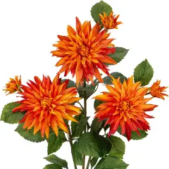 3Pcs Summer Bushes Orange Artificial Dahlia Flowers