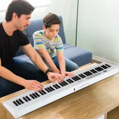 88 Key Foldable Electronic Keyboard Piano with Wireless MIDI Suitable for Kids, Teenagers and Adult White