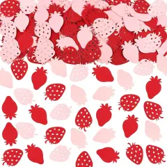 100PCS Strawberry Confetti Strawberry Table Pink and Red Confetti for Baby Shower Themed Bee Birthday Table Decoration Supplies (red)