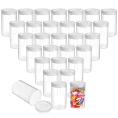 Film Canisters with Caps - 30-Count 35mm Clear Film Canisters, Transparent Storage Containers for Small Accessories