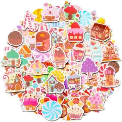 100 Pack Candyland Stickers, Candy Land Party Favors, Birthday Decorations