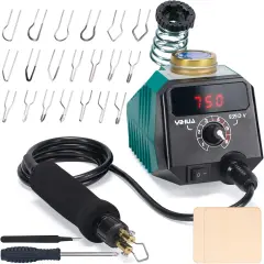 939D-V Wood Burning Kit with Digital Display with 20 Wire Nibs, Detachable Wood Burning Pen, 2 Wood Pieces, Tweezers Used as Wood Burning Tool