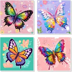 Butterfly Paint by Numbers Kit for Adults, Adult Paint by Numbers Butterfly, Adult Paint by Number Kits Flower Canvas Painting Kit for Beginner Oil Painting Kits for Gift Home Wall Decor 16x20 Inch