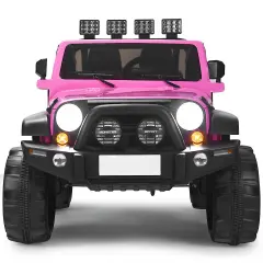 2-Seat Ride-On Car Truck with Remote Control, LED Lights, Music and Safety Features Pink