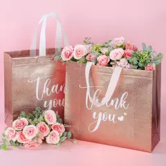 30-Pieces Reusable Thank You Gift Bags with Handles Rose gold