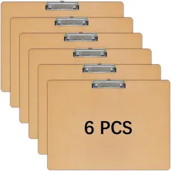 6 pcs of Oversized 11x17 clipboard, Wood Cleats with Low Profile Clips for Drawing, Sketching, and Art Boards, Horizontal Wood Lapping, Landscape Layout (3mm Thickness