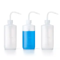 3-Pack Plastic Squeeze Bottles, Squirt Container with Angle Bent Tip, 16 oz Clear