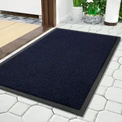 Doormat Outdoor Indoor Entrance 29.5 x 17, All-Season All-Weather Front Door Mat, 100% Waterproof Welcome Matt for Floor Garage Outside Entry, Stain and Fade Resistant,Navy Blue