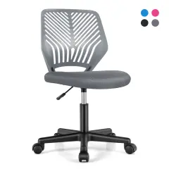 Height-Adjustable Office Desk Chair with Universal Casters and Ergonomic Curved Backrest Gray