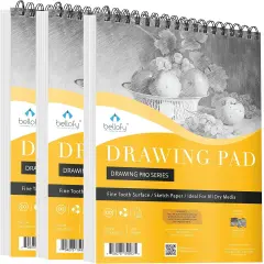 Drawing Paper Pads 9&rdquo; x 12&rdquo; | 300 Sheets | 60lbs 85g | Acid Free Sketchbook Paper for Dry Media | Top Spiral Bound Sketchpad for Kids, Beginners, Artists & Professionals