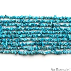 Natural Chip Beads, 34 Inch, Genuine Chip Strands, Drilled Strung Nugget Beads, 3-7mm, Polished, GemMartUSA (70001) Turquoise