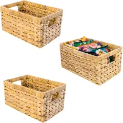 Set of 3 Spring Wicker Storage Basket, Water Hyacinth Storage Baskets, Wicker Storage Baskets for Shelves, Wicker Baskets for Storage, Woven Baskets for Storage