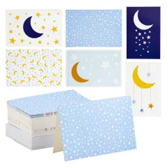 48 Pack Moon and Stars Greeting Cards with Envelopes for All Occasions, Blank 4x6 Thank You Note Cards for Baby Shower (6 Designs) Multicolor