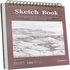 9" x 12" Sketch Book, Top Spiral Bound Sketch Pad, 100 Sheets 68lb/100gsm Drawing Paper, 1 Pack