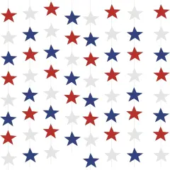 Red White & Blue Decorations, 78ft Patriotic Star Garland, 6 Strings Star Streamers Banner Hanging Decoration for 4th of July, Labor Day, Patriot Day, Memorial Day, Party Decor