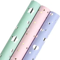 Mini Short Small Wrapping Paper Roll with Cut Lines on Reverse (17" X 120" Per Roll)