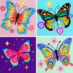 4 Paint by Numbers for Kids Ages 8-12 DIY Paint Set for Girls Boys Adults Beginner Crafts for Girls Ages 4-8 Acrylic Oil Painting by Number Kits Perfect for Gift Decor 8"x8" (4 pack butterfly)