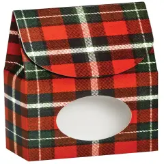 Pack/6: Christmas Plaid Gourmet Candy Box - 3-1/2 x 1-3/4 x 6-1/2"