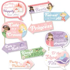 Big Dot of Happiness Funny Princess Party Photo Booth Props Kit, Princess Birthday Party Decorations for Girls - 10 Count Selfie Prop Sticks