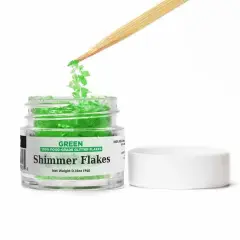 Green Edible Shimmer Flakes 4 Gram Jar