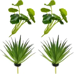 Artificial Succulent Plants Agave-Penny Grass 4 Pcs Fake Succulents Unhydrated Yucca Real Touch Lifelike Plants Fake Succulents Greenhouse DIY Garden Home Office Decoration Fake Suculents