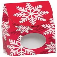 Pack/6: Red & White Snowflakes Gourmet Candy Box - 3-1/2 x 1-3/4 x 6-1/2"
