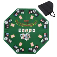 Felt Folding Portable Poker Table Top with Cup Holders and Chip Trays Green